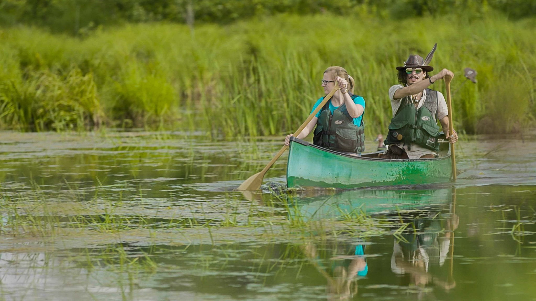 Canoe in a marsh